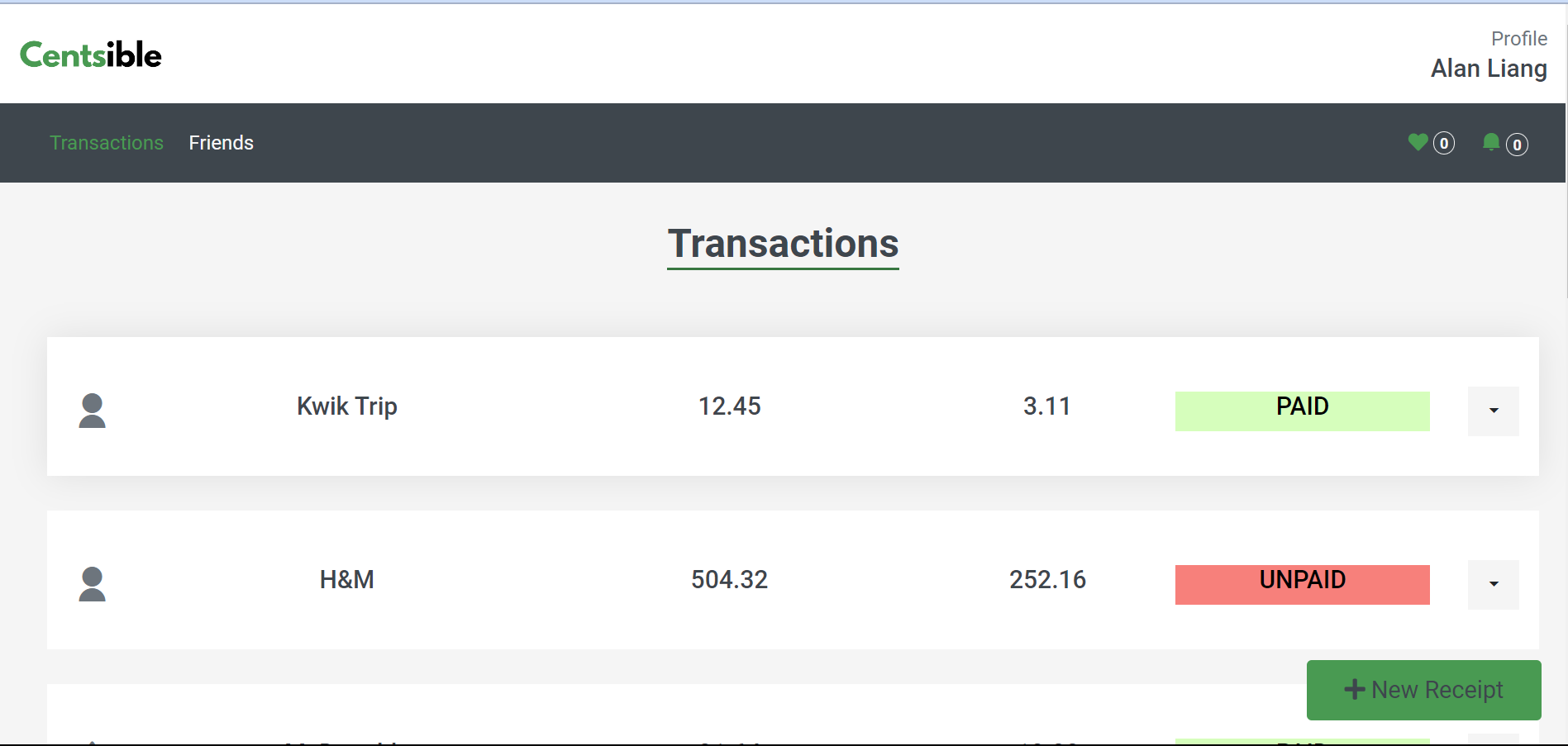Picture of Centsible Homepage